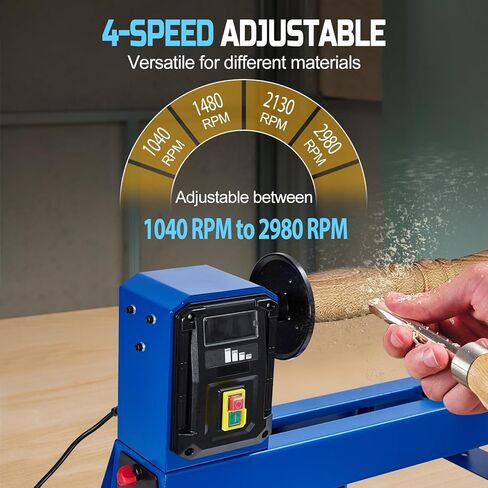 0.54 HP PROWSET BENCHTOP WOOD مخرطة 14 "× 40" مع 4 سرعات قابلة للتعديل 1040 1480 2130 2980 دورة في الدقيقة مجموعة ملحقات كاملة للمشاريع الخشبية in Kuwait