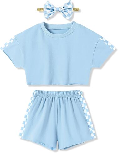 SANMIO Toddler Girl Clothes 18M-6T Toddler Girls Outfits Cute T-Shirt+Shorts+Headband 3Pcs Summer Baby Clothing Sets in Kuwait