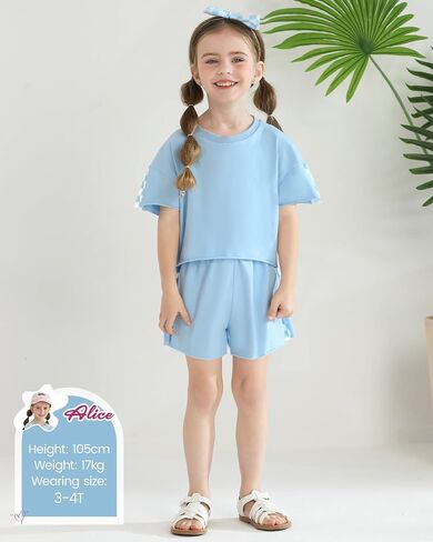 SANMIO Toddler Girl Clothes 18M-6T Toddler Girls Outfits Cute T-Shirt+Shorts+Headband 3Pcs Summer Baby Clothing Sets in Kuwait