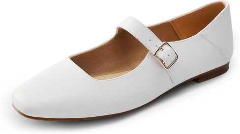 DREAM PAIRS Women's Square Toe Mary Jane Flats | square toe mary jane shoes comfortable classic casual dress ballet flats with buckle strap for daily and work office in Saudi Arabia