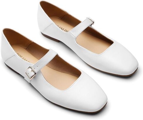 DREAM PAIRS Women's Square Toe Mary Jane Flats | square toe mary jane shoes comfortable classic casual dress ballet flats with buckle strap for daily and work office in Saudi Arabia
