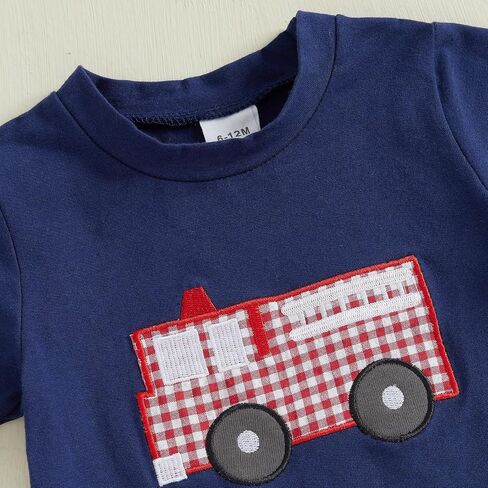 Toddler Boys Summer Clothes Funny Car Printed T-Shirt Plaid Shorts 2Pcs Little Kids Outfits Set in Saudi Arabia