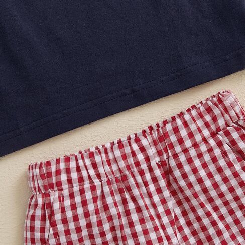 Toddler Boy Clothes Fire Engine Embroidery T-Shirt Plaid Shorts Summer Baby Boys Outfits in Saudi Arabia