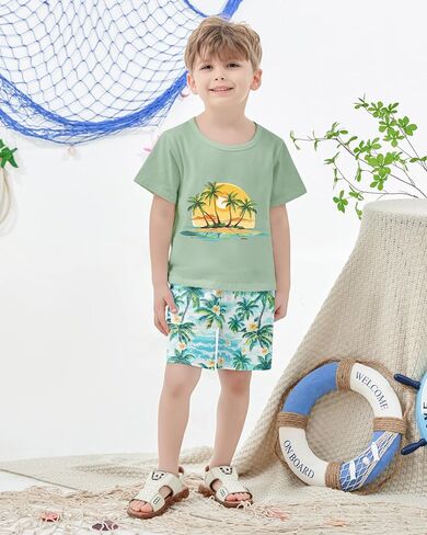 YUEMION Toddler Baby Boy Summer Outfit 1-5T Baby Boy Clothes Short Sleeve T-Shirts Top + Shorts 2Pcs Boy Clothing Casual Set in Saudi Arabia