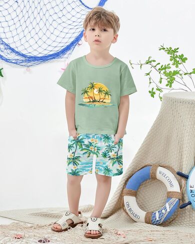 YUEMION Toddler Baby Boy Summer Outfit 1-5T Baby Boy Clothes Short Sleeve T-Shirts Top + Shorts 2Pcs Boy Clothing Casual Set in Saudi Arabia