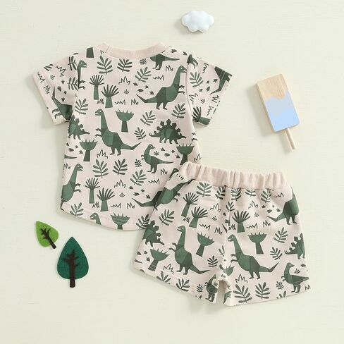 Baby Boy Short Outfits Summer Toddler Boy Shorts Dinosaur Short Sleeve T-shirt 2 Pcs Summer Baby Boy Short Set in Saudi Arabia