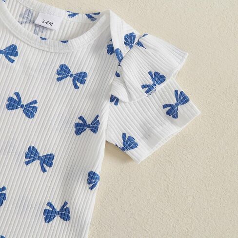 Newborn Infant Baby Girls Summer Outfit Ribbed Short Sleeve Romper + Floral Elastic Waist Shorts + Headband Sets in Kuwait