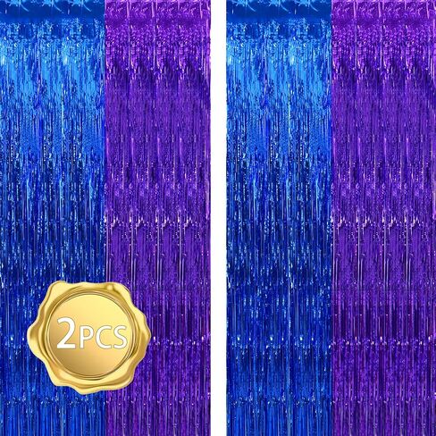 BEISHIDA 2Pcs Purple Gold Door Streamers Congrats Grade 2025 Decoration Backdrop Foil Fringe Tinsel Party Streamers Curtains for Birthday Graduation Mardi Gras Lakers Decoations (3.28 ft x 6.56 ft) in Saudi Arabia