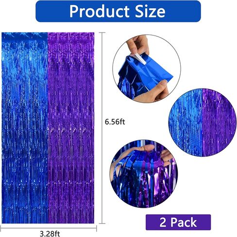 BEISHIDA 2Pcs Purple Gold Door Streamers Congrats Grade 2025 Decoration Backdrop Foil Fringe Tinsel Party Streamers Curtains for Birthday Graduation Mardi Gras Lakers Decoations (3.28 ft x 6.56 ft) in Saudi Arabia