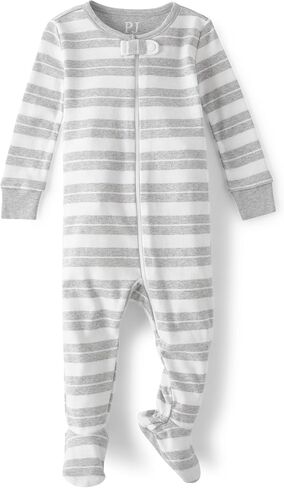 The Children's Place Baby Boys' and Toddler Long Sleeve 100% Cotton Zip-Front One Piece Footed Pajama in Saudi Arabia