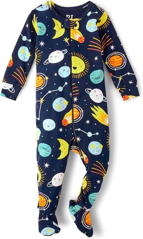 The Children's Place Baby Boys' and Toddler Long Sleeve 100% Cotton Zip-Front One Piece Footed Pajama in Saudi Arabia