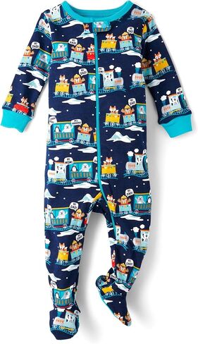 The Children's Place Baby Boys' and Toddler Long Sleeve 100% Cotton Zip-Front One Piece Footed Pajama in Saudi Arabia