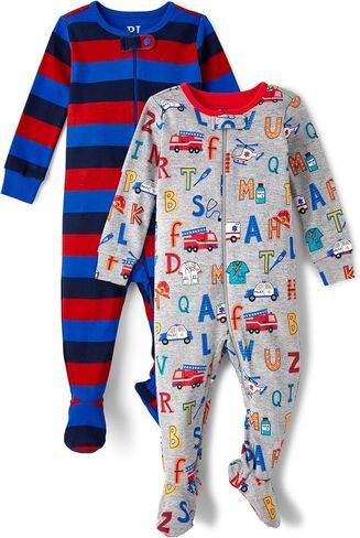 The Children's Place Baby Boys' and Toddler Long Sleeve 100% Cotton Zip-Front One Piece Footed Pajama in Saudi Arabia