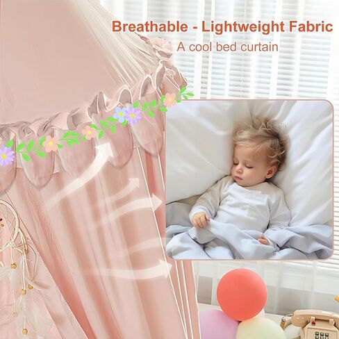 Kids Bed Canopy for Girls Room Canopy for Crib Nursery Blocking Light Hanging Reading Canopy (Ruffle Gray) in Saudi Arabia