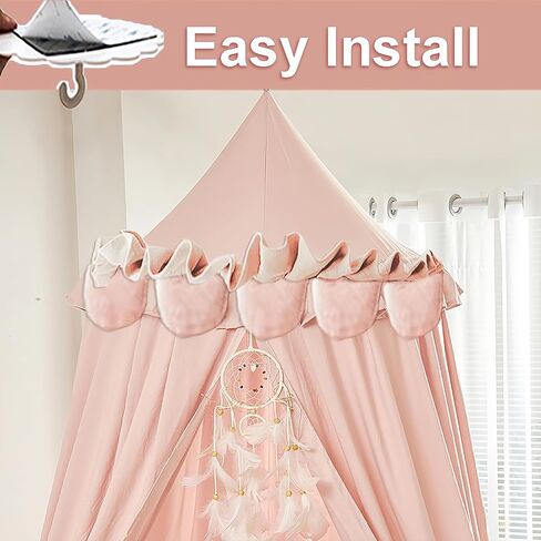 Kids Bed Canopy for Girls Room Canopy for Crib Nursery Blocking Light Hanging Reading Canopy (Ruffle Gray) in Saudi Arabia