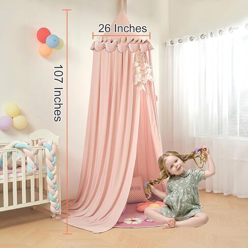 Kids Bed Canopy for Girls Room Canopy for Crib Nursery Blocking Light Hanging Reading Canopy (Ruffle Gray) in Saudi Arabia