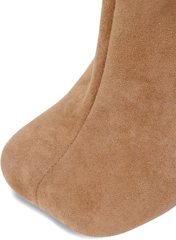 Women's Knee High Suede Boots for Women Wide Calf Square Toe Stiletto Heels Tall Boots Pull On High Heel Long Booties in Saudi Arabia