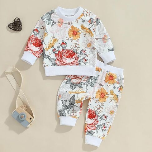 Mubineo Toddler Baby Girl Clothes Cute Long Sleeve Sweatshirt Sweatpant Outfits Fall Winter Tops Pant Outfit Sweatsuit in Saudi Arabia