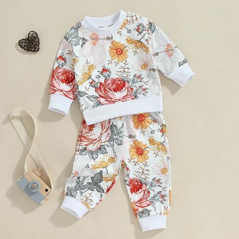 Mubineo Toddler Baby Girl Clothes Cute Long Sleeve Sweatshirt Sweatpant Outfits Fall Winter Tops Pant Outfit Sweatsuit in Saudi Arabia