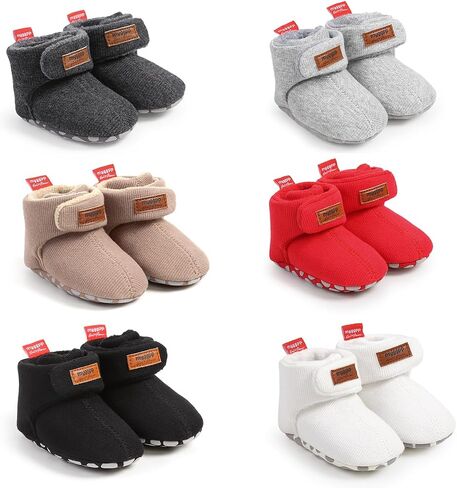 FAMI Unisex Newborn Baby Cotton Booties Non-Slip Sole for Toddler Boys Girls Infant Winter Warm Fleece Cozy Socks Shoes in Saudi Arabia