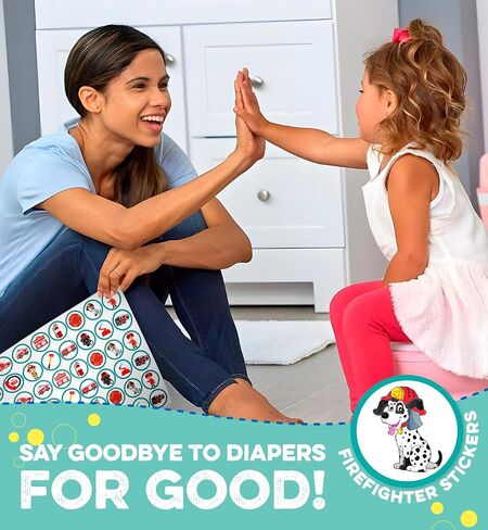 Generic Firefighter Potty Training Chart for Toddlers Boys, Potty Sticker Chart with 240 Stickers, Cartoon Style, Rectangular Sheet, Red, Yellow in Saudi Arabia