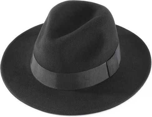 Home Prefer Mens Wool Fedora Hat with Band Classic Wide Brim Fedora Hat for Men Women Panama Dress Hat in Kuwait