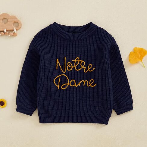 Toddler Baby Boy Girl Football Outfit Notre Dame Sweatshirt Long Sleeve Knitted Pullover Fall Winter Clothes in Kuwait