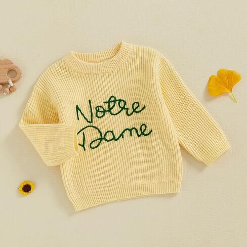 Toddler Baby Boy Girl Football Outfit Notre Dame Sweatshirt Long Sleeve Knitted Pullover Fall Winter Clothes in Kuwait