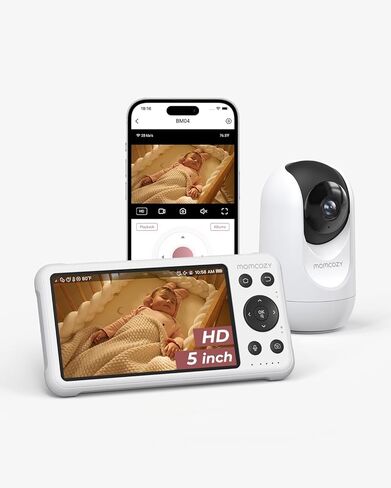 شاشة MomCozy WiFi Smart Baby مع الكاميرا والصوت ، شاشة 10 "1080 بكسل مع تسجيل الصور والفيديو ، والكشف عن الحركة والتبكي in Kuwait