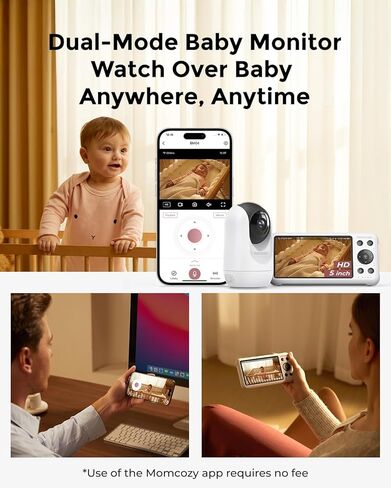شاشة MomCozy WiFi Smart Baby مع الكاميرا والصوت ، شاشة 10 "1080 بكسل مع تسجيل الصور والفيديو ، والكشف عن الحركة والتبكي in Kuwait