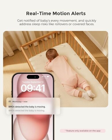 شاشة MomCozy WiFi Smart Baby مع الكاميرا والصوت ، شاشة 10 "1080 بكسل مع تسجيل الصور والفيديو ، والكشف عن الحركة والتبكي in Kuwait