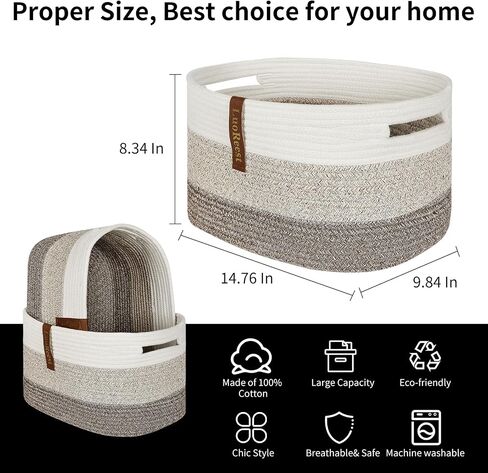 Storage Basket Woven Baskets for Organizing | Woven Rope Basket Bins Cube Shelf Closet Storage Baskets | 15×10×9" Cute Baby Basket for Nursery | 3 Pack (Gradient Yellow) in Saudi Arabia