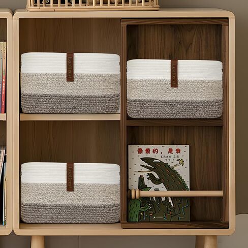 Storage Basket Woven Baskets for Organizing | Woven Rope Basket Bins Cube Shelf Closet Storage Baskets | 15×10×9" Cute Baby Basket for Nursery | 3 Pack (Gradient Yellow) in Saudi Arabia