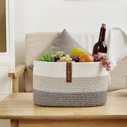 Storage Basket Woven Baskets for Organizing | Woven Rope Basket Bins Cube Shelf Closet Storage Baskets | 15×10×9" Cute Baby Basket for Nursery | 3 Pack (Gradient Yellow) in Saudi Arabia