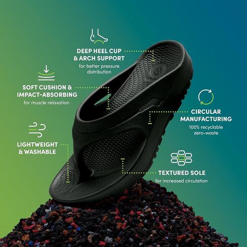 Oka Unisex Recovery Flip Flops | Arch Support Cushioned Sandal | Lightweight Sustainable | Made in the USA in Saudi Arabia