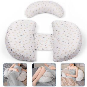 Maternity Pillow, Bigger Size Stepped Wedge Maternity Pillow for Pregnant Women, with Adjustable & Detachable & Washable Pillow Cover, Support Cushion for Belly, Back, Legs, HIPS
