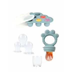 Baby Breastmilk Popsicle Molds & Baby Fruit Food Feeder Pacifier, Silicone Baby Food Storage Containers, Baby Popsicle Molds Teething for Toddler Teething & Infant Self Feeding (Blue)