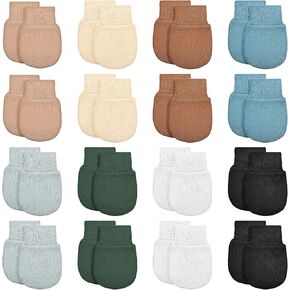 16 Pairs Newborn Baby Mittens, Infant Mittens No Scratch Cotton Toddler Gloves Mittens for Newborn Baby Boy Baby Girls