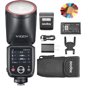 Godox V100C for Canon GODOX Flash V100-C Round Head Touch Screen Flash, Built-in Lithium Battery, 10 Level LED Modeling Lamp, for Canon 5D Mark IV/Canon RP/Canon M50/etc, V1 for Canon Upgraded
