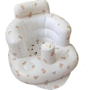 Inflatable Baby Seat, Baby Floor Seats for Babies 3-36 Months, Sit Up Chair with Built-in Air Pump, Portable Infants Back Support Seater, Sit Me Up Seat for Home, Travel (Bear, M)