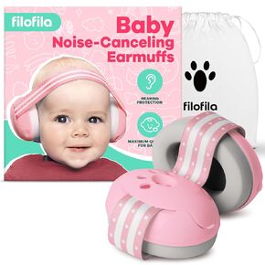 Baby Noise Canceling Headphones, Comfortable Baby Ear Protection Earmuffs, Block Out Noise, Improve Sleep, Designed for Babies up to 36 Months for Sleep and Travel Purposes (Pink)