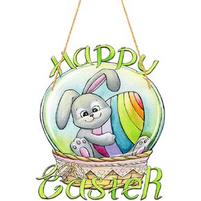 Easter Door Decoration, Happy Easter Bunny Door Sign, Bunny Wooden Door Hanger, Easter Egg Bunny Hanging, Easter Door Hanging Sign, Spring Decorations for Wall Home Window Indoor Outdoor Decorations