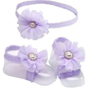 Cherished Moments "Petals Baby Barefoot Sandal and Headband Set with Flower Accent