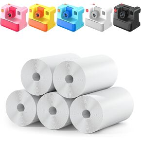 Instant Print Paper - 5 Rolls Black & White Print Paper for Kids Instant Print Camera, NO-Ink HD Printing Thermal Print Paper Set