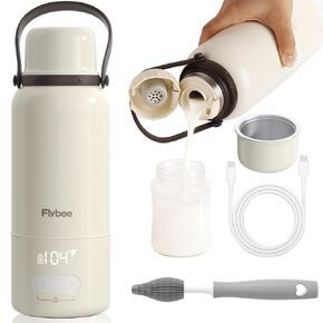 Portable Bottle Warmer for Travel, 17oz Fast Heating Portable Milk Warmer, Cordless On-The-Go Baby Travel Bottle Warmer, 2Hours Super Fast Charging, Anti-Dry Burn & Anti-Touch