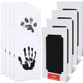 Paw Print Kit for Dog Cats Baby Hand and Footprint Kit, 4 Inkless Print Pads 8 Imprint Cards, Nose Print Stamp Pad, Clean-Touch Ink Pad Kit, Safe No Mess Printing Infant Hand Foot Stamp