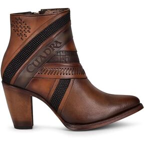 Cuadra Women's Bootie in Genuine Bovine Leather with Zipper 3F86RS CAFE