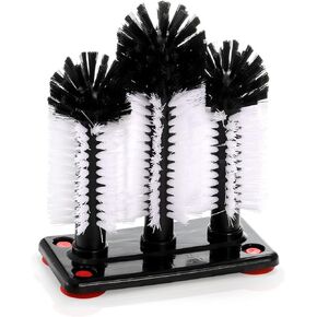 Yesland Water Bottle Cleaning Brush with Suction Base, 3 Head Removable Glass Cup Washer Bristle Brush Cleaner for Long Leg Cup, Beer Cup, Red Wine Glass, Bar, Kitchen, Sink, Home Tools