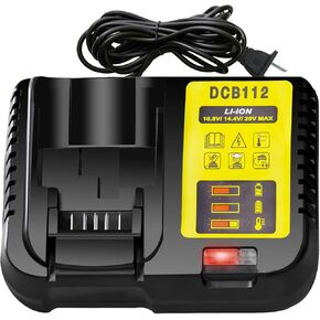 DCB112 Charger Repalcement for Dewalt 12v/20v Battery Charger DCB200 DCB203 DCB101 DCB105 DCB115 DCB107,Compatible with Dewalt 12V/20V MAX Lithium-Ion Batteries (Yellow)