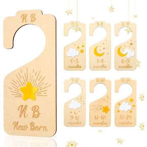 Nursery Closet Dividers - Wooden Baby Clothes Dividers for Closet, Hanger Dividers for Baby Clothes Organizer, Closet Separators Gender Neutral for Newborn to 24 Month, Hanger Organizer Nursery Decor